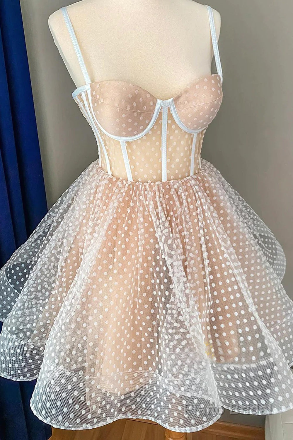 Black Dots Lace-Up Straps Homecoming Dress Secondary image