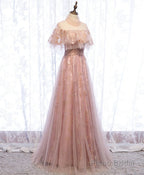 Pink Tulle Lace Long Prom Dress, Pink Tulle Formal Dress, 2