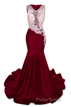 Portrait Trumpet Sweep Train Sleeveless Beading Evening Dress