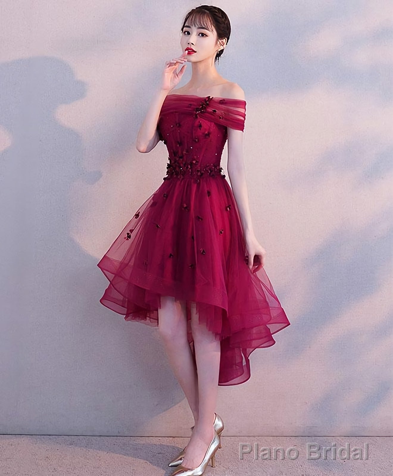 Burgundy Tulle Short Prom Dress Burgundy Homecoming Dress