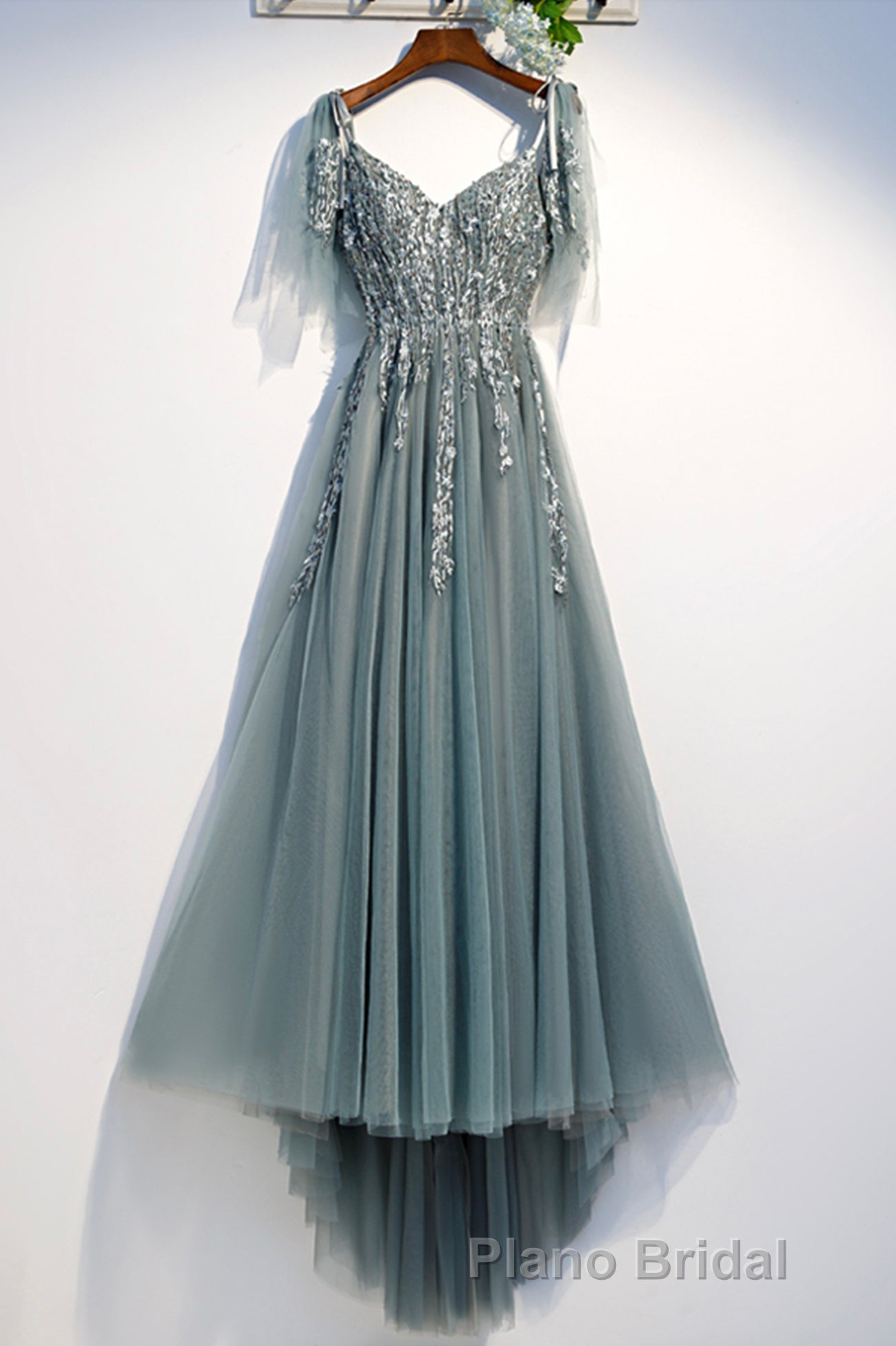 Purple Tulle Lace Long Formal Prom Dresses, A-Line Evening Party Dresses