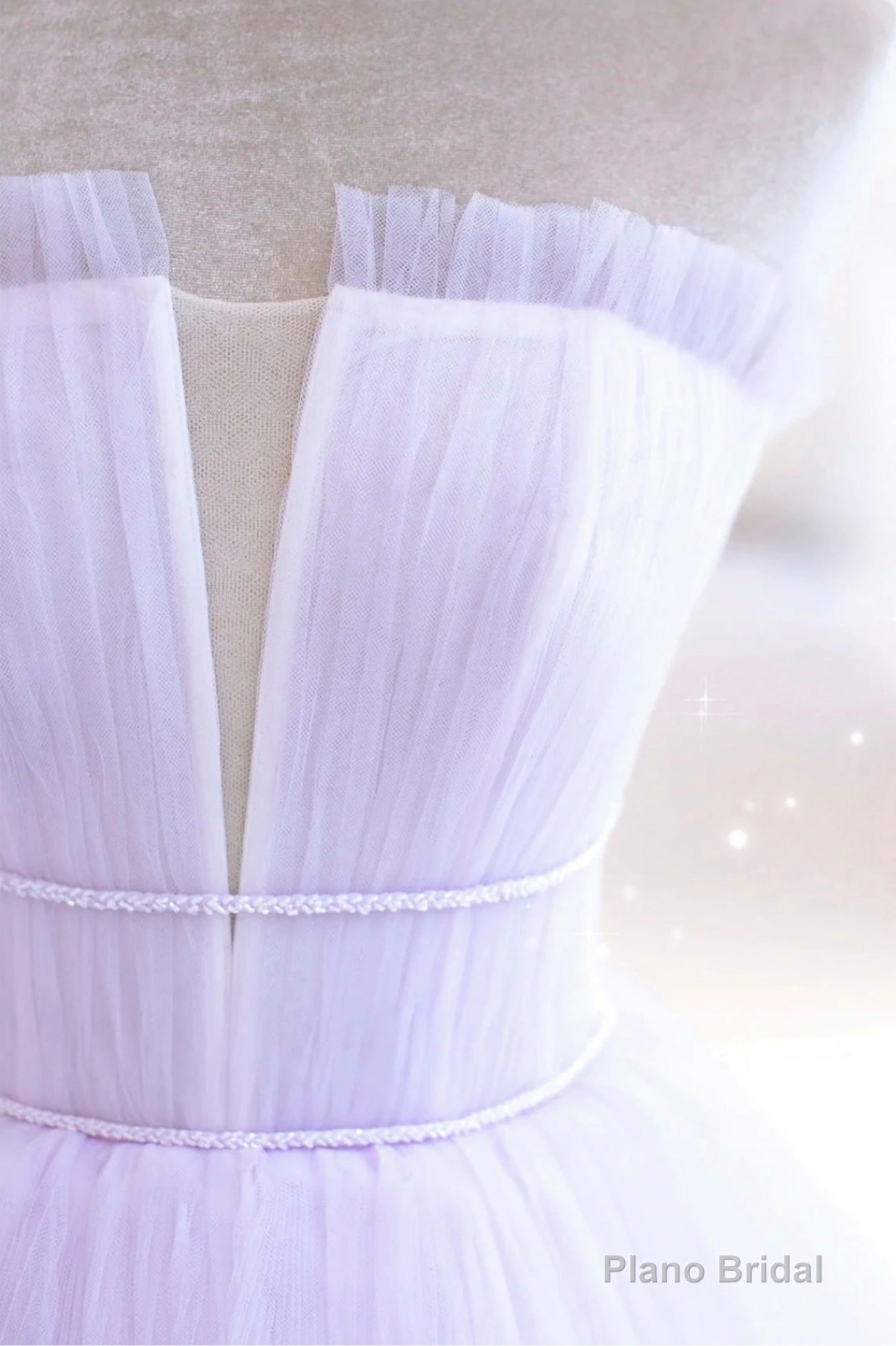 Purple Strapless Tulle Long Formal Gown, Purple A-Line Evening Dress