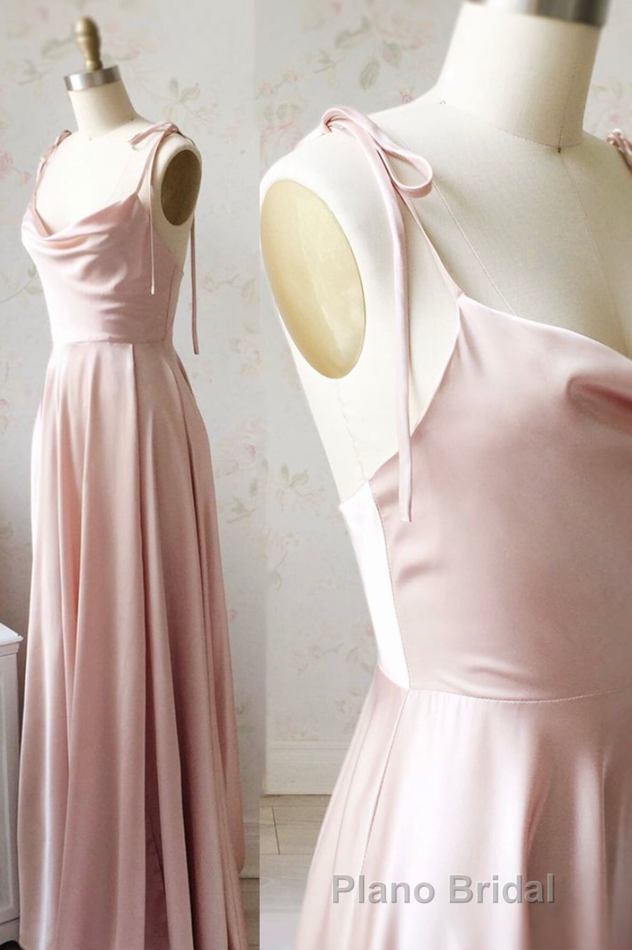 Simple Satin Long Formal Prom Dresses, A-Line Evening Party Dresses