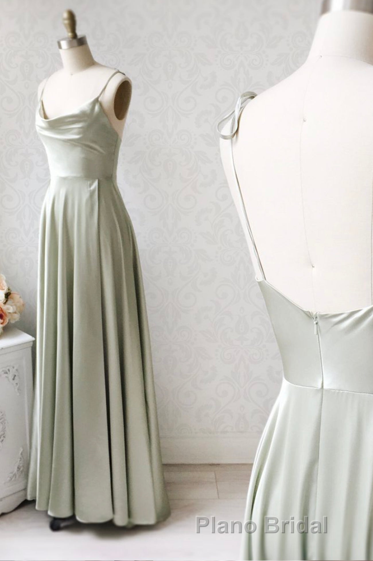 Simple Satin Long Formal Prom Dresses, A-Line Evening Party Dresses