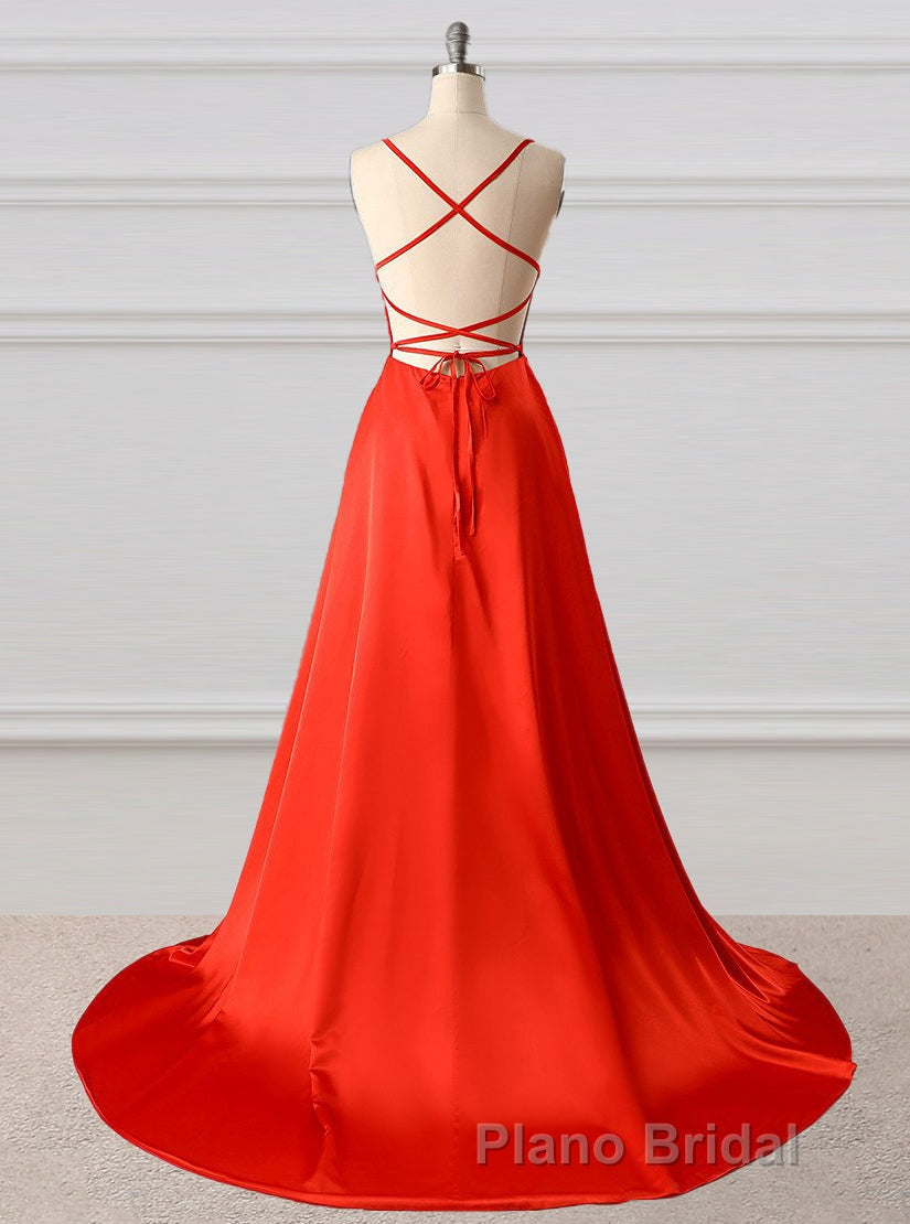 A-Line Formal Prom Dresses Side Split Evening Dresses