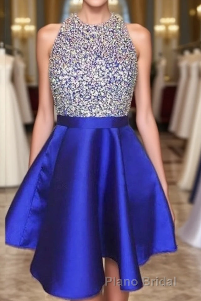 Elegant Halter Short Royal Blue Homecoming Dresses