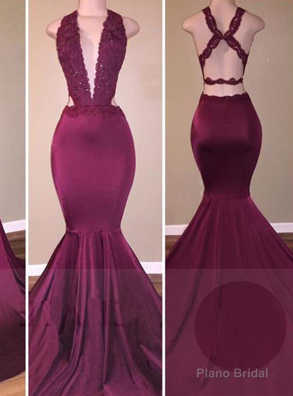 Mermaid/Trumpet Burgundy Sexy Prom Dresses Main image