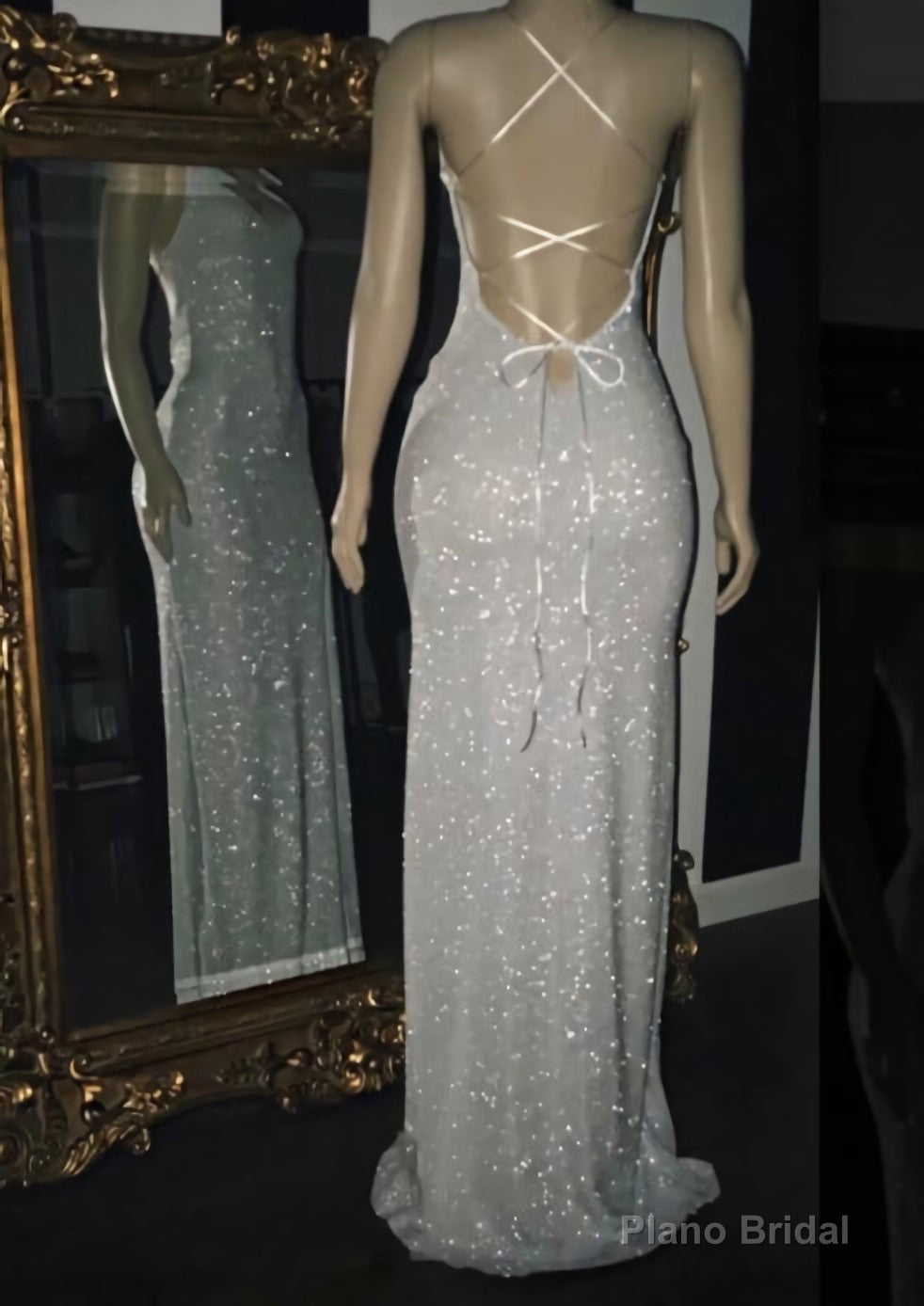 2025 Silver Halter Sequins Prom Dresses Main image