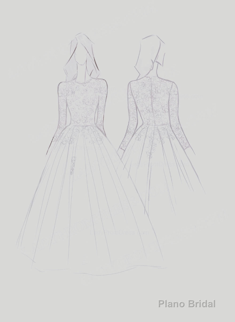 2025 Newest A Line Long Sleeves Tulle With Appliques Wedding Dresses Secondary image