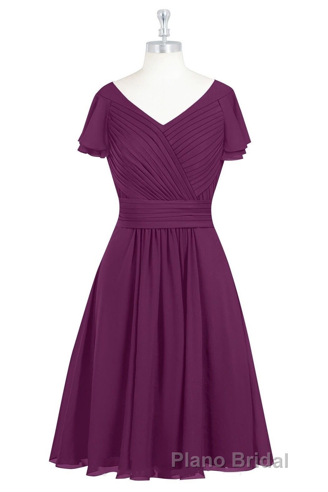 Red Chiffon V-Neck Ruffled A-Line Short Bridesmaid Dresses