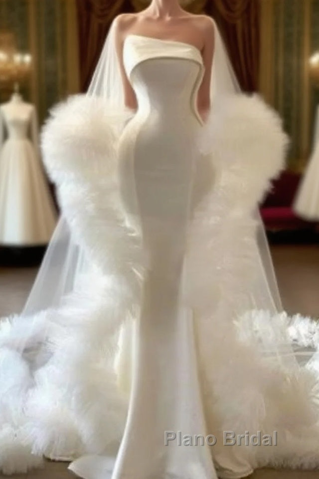 White ruffle mermaid Formal Prom Dresses Main image