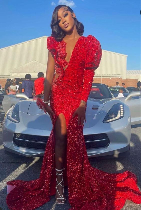 2026 Mermaid Long Red Formal Prom Dresses Party Dresses Secondary image