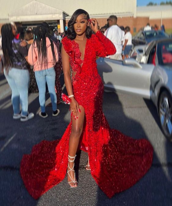 2026 Mermaid Long Red Formal Prom Dresses Party Dresses Main image