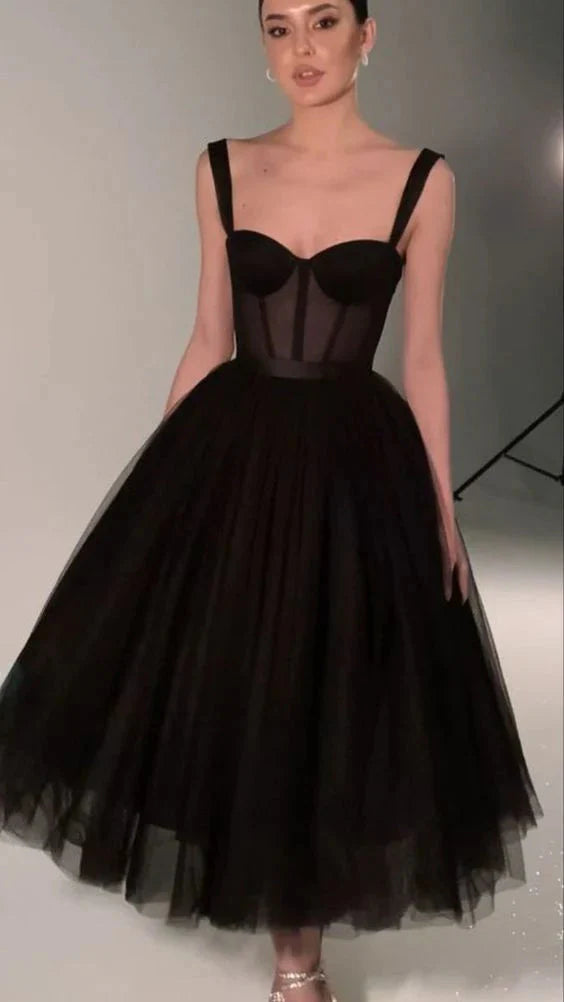 Black Fashion Sweetheart Neck Long Tulle Teen Formal Prom Dresses Tulle Formal Dresses Formal Evening Gown Graduation Party