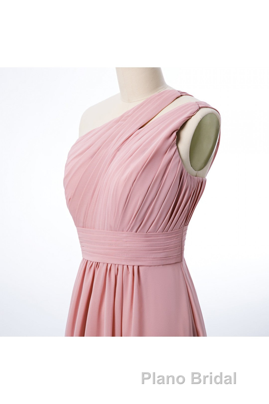 One Shoulder Blush Pink Chiffon A-line Bridesmaid Dresses