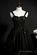Red Sequins Straps A-Line Short Homecoming Dresses