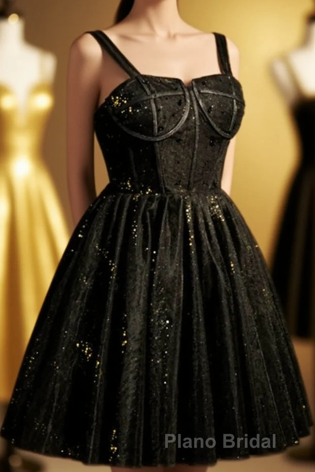 Red Sequins Straps A-Line Short Homecoming Dresses Main image