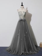 Green Tulle Lace Long Formal Prom Dresses, Green Tulle Evening Dresses, 3