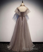 Unique Tulle Long Formal Prom Dresses, Tulle Evening Dresses
