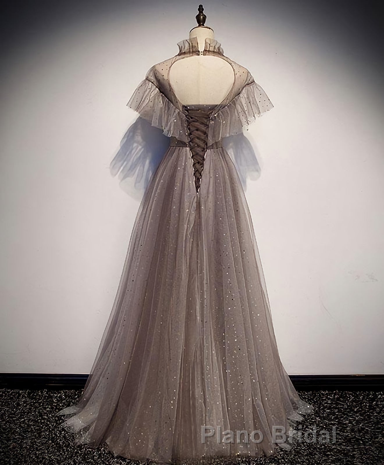 Unique Tulle Long Formal Prom Dresses, Tulle Evening Dresses