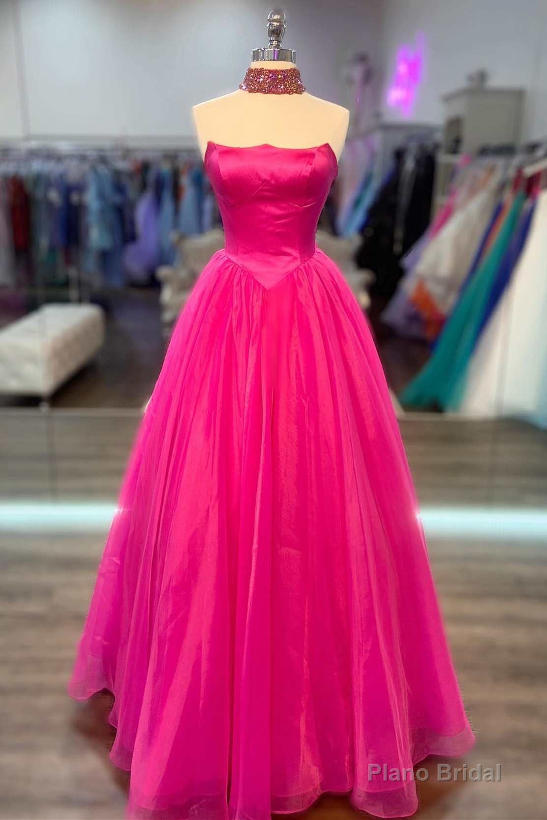 Hot Pink Strapless Ball Gown with Pockets Main image