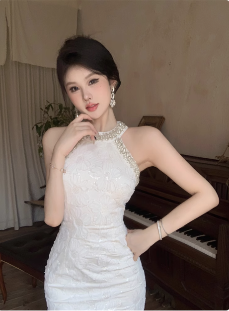 21St Birthday Sequined Halter Neck Off Shoulder Dark Pattern Hip Homecoming Dresses