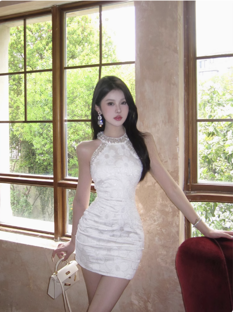 21St Birthday Sequined Halter Neck Off Shoulder Dark Pattern Hip Homecoming Dresses Main image
