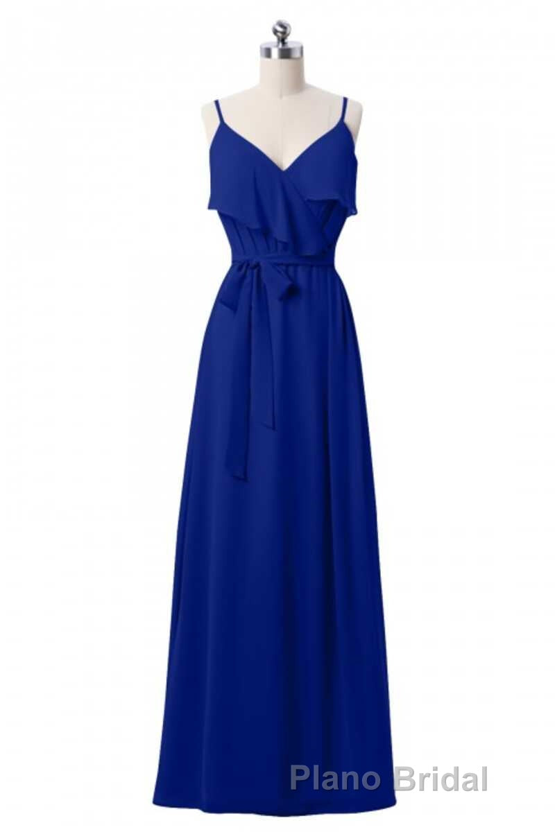 Mauve Pink Chiffon Spaghetti Straps Ruffled A-Line Bridesmaid Dresses