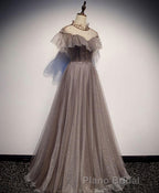 Unique Tulle Long Formal Prom Dresses, Tulle Evening Dresses