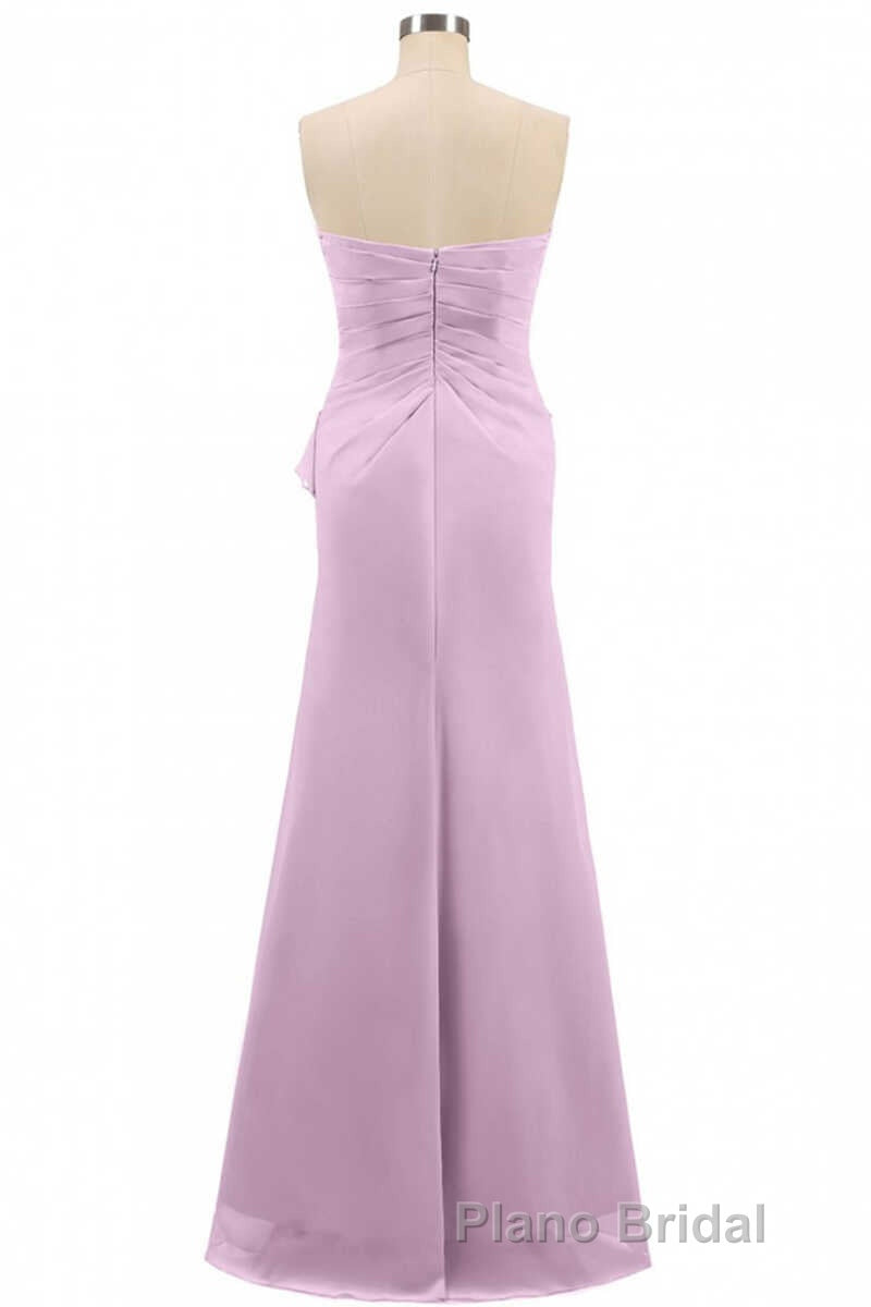 Pink Strapless Ruffled Mermaid Long Bridesmaid Dresses Secondary image