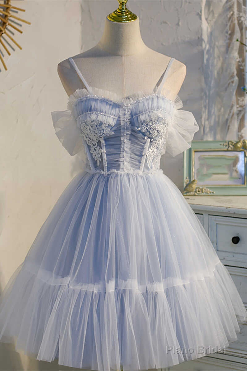 Sky Blue Sweetheart Bow-Back Short Homecoming Dress Secondary image