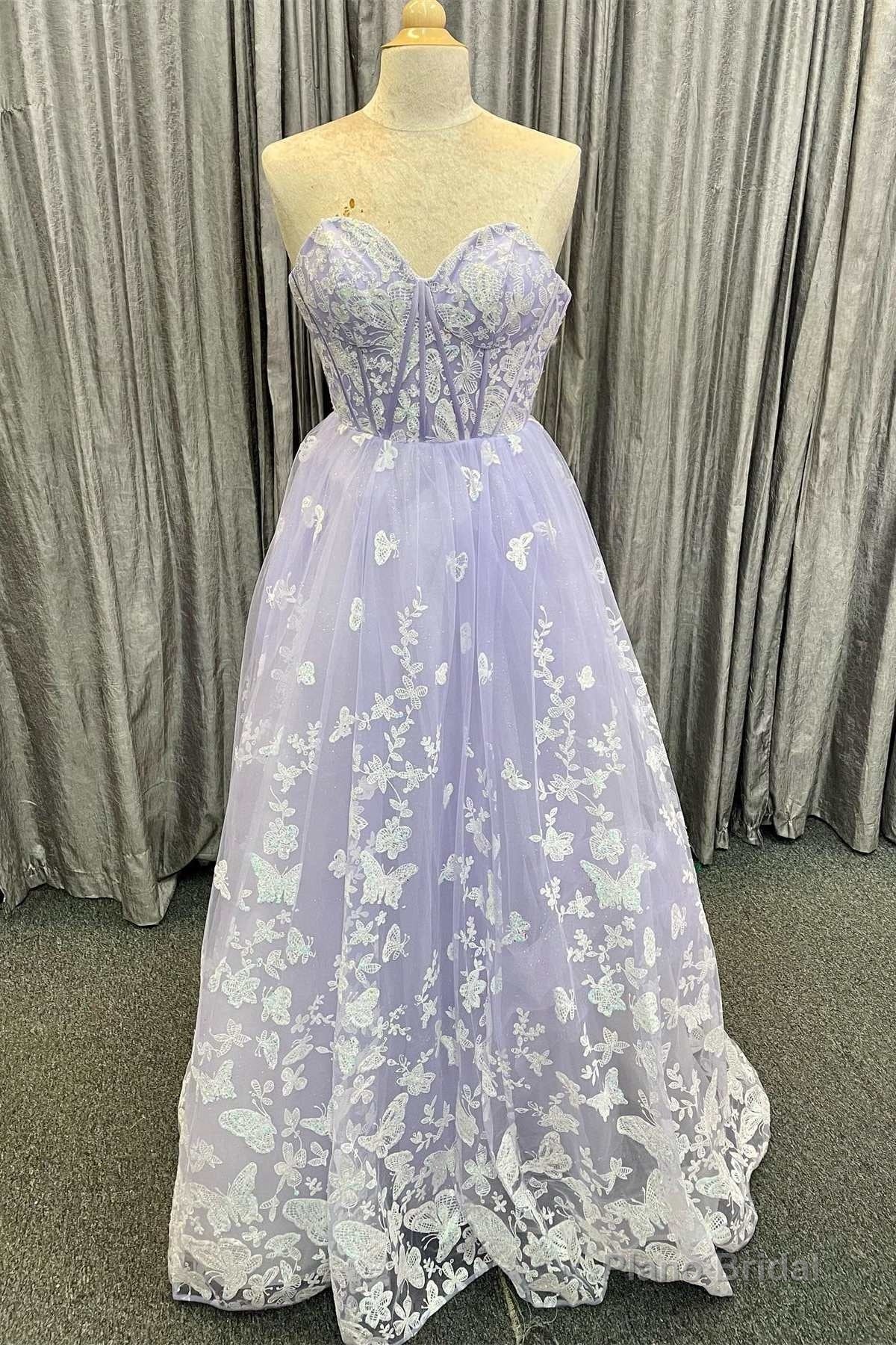 Lilac Appliques Sweetheart A-Line Prom Dress Main image