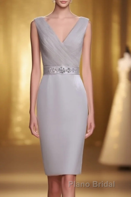 Two Piece Grey High Collar Short Mother of the Bride Dresses Main image