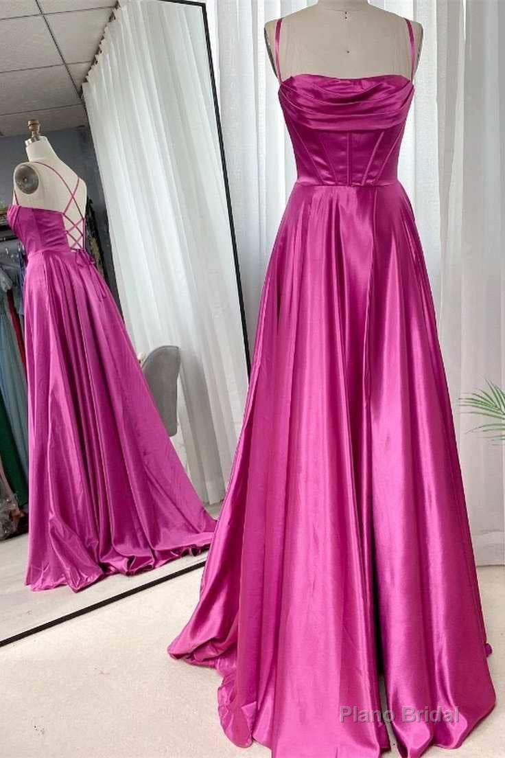 Barbie Pink Cowl Neck Lace-Up A-Line Prom Dress Main image