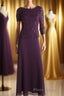 Two-Piece Plum Purple Long Sleeve Long Mother of the Bride Dresses