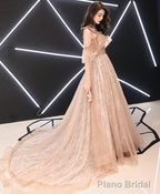 Pink Tulle Long Prom Dress Pink Tulle Evening Dress