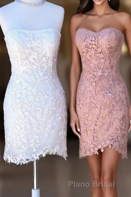 Strapless White Lace Appliques Homecoming Dresses Main image