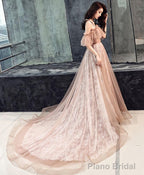 Pink Tulle Long Prom Dress Pink Tulle Evening Dress