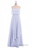 Lavender Chiffon Spaghetti Straps Ruffled A-Line Long Dresses