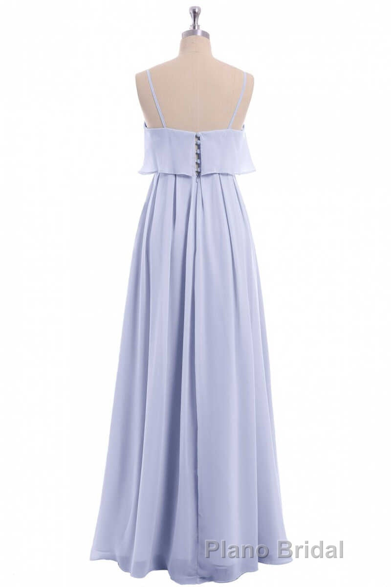 Lavender Chiffon Spaghetti Straps Ruffled A-Line Long Dresses Secondary image