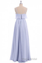 Lavender Chiffon Spaghetti Straps Ruffled A-Line Long Dresses