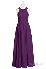 Magenta Chiffon Halter Cutout Back Long Bridesmaid Dress