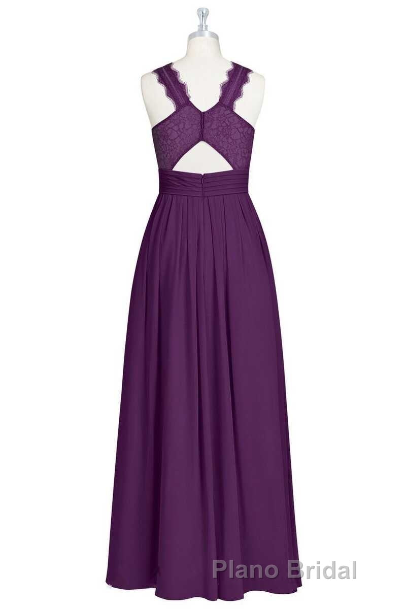 Magenta Chiffon Halter Cutout Back Long Bridesmaid Dresses Secondary image