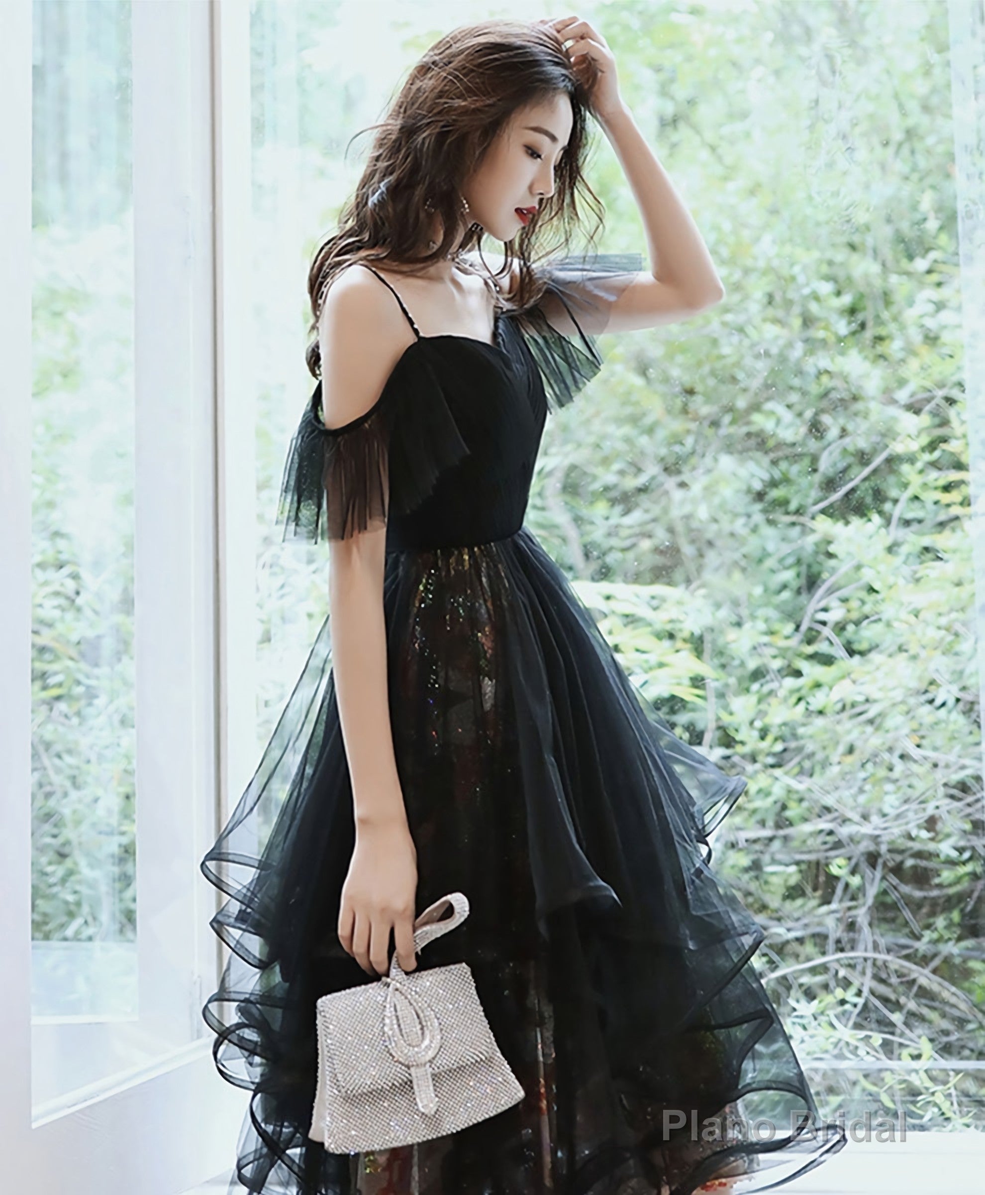 Black Tulle Short Prom Dress, Black Homecoming Dress