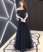 Dark Blue Tulle Long Prom Dress Blue Tulle Evening Dress
