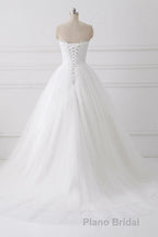 Ball Gown Strapless Sleeveless Lace Up Wedding Dresses