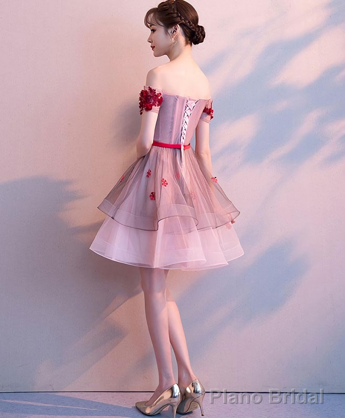 Pink Tulle Lace Short Prom Dress Pink Tulle Homecoming Dress