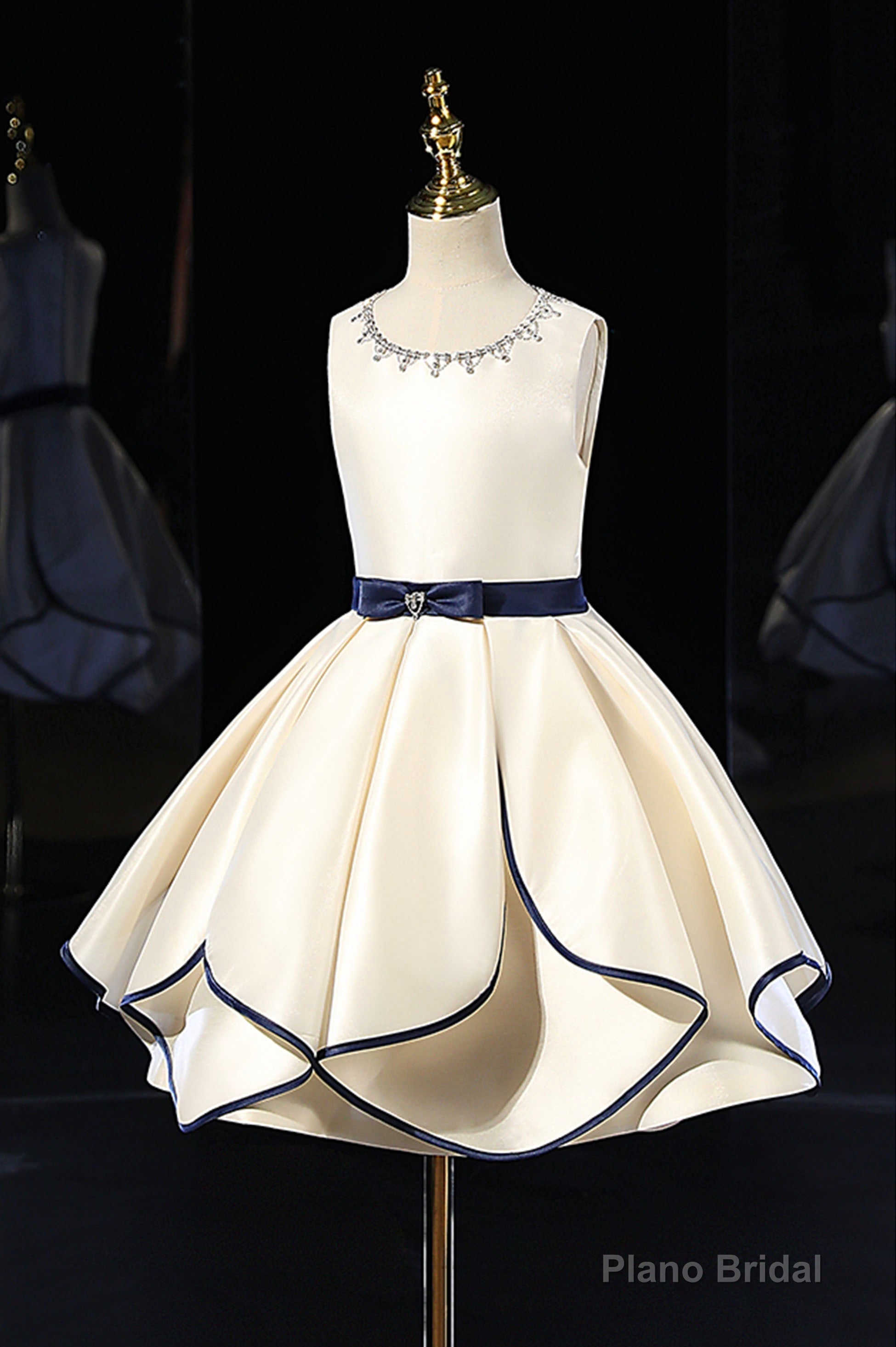 Champagne Satin Flower Girl Dress