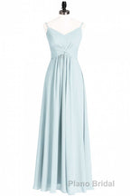 Mint Green Chiffon Twist Front A-Line Long Bridesmaid Dresses