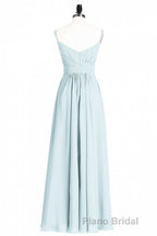 Mint Green Chiffon Twist Front A-Line Long Bridesmaid Dresses